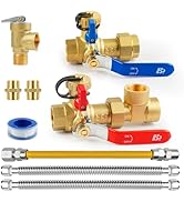 3/4 Inch Tankless Water Heater Valve Kit with Pressure Relief Valve and Gas Connectors,Clean Bras...