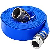 DAVCO 2" ID × 50 ft Pool Backwash Hose, Heavy Duty Reinforced Blue PVC Lay Flat Water Discharge P...