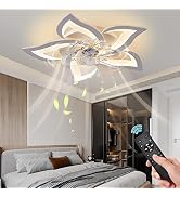 Bevenus Low Profile Ceiling Fan with Lights,110v Modern Dimmable Flower Shape Ceiling Light Fan W...