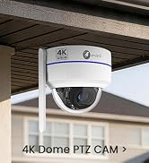 xmartO [4K AI Tracking Ceiling CAM] 4K 8MP UHD Metal Dome PTZ Wireless Security Camera with Autom...