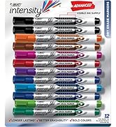 BIC Intensity Advanced Colorful Dry Erase Markers, Bullet Tip, Whiteboard Markers for Teachers an...