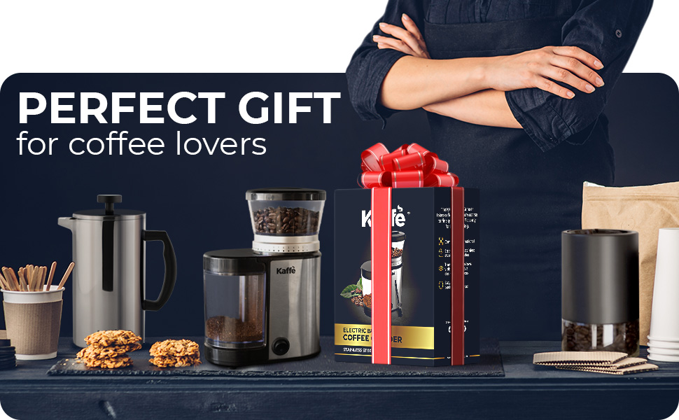 Kaffe Burr Coffee Grinder Electric Adjustable Settings for Precision Coffee Bean Grinding