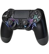 mone Wireless Controller for PS4/PC, Black Spider Design, Hall Effect Joystick, RGB Lighting, Dua...