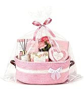 Empty Woven Gift Basket with Handles, 14"x10"x5.5" Mothers Day Gift Basket, Storage Wicker Basket...