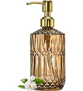 JASAI 18Oz Amber Glass Soap Dispenser with Gold RustProof Pump for Bathroom | Refillable Dish soa...