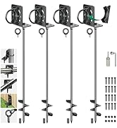 hannger Ground Anchors Screw in - Heavy Duty Trampoline Stakes with Brackets - Multi Purpose Mobi...