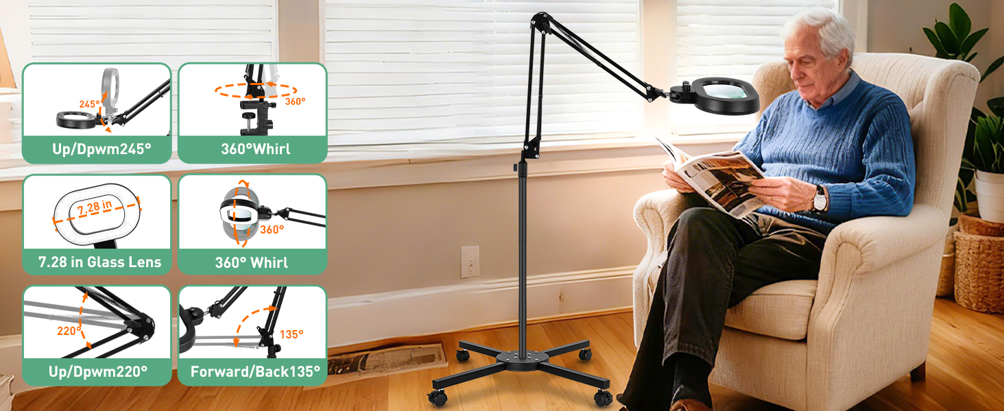 magnifying floor lamp magnifying light magnifying light with stand reading lamps floor standing