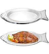 Suwimut 6 Pack Fish Serving Platter, Stainless Steel Fishes Dish Fish Shaped Plate, Large Sizzlin...
