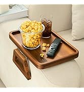 Tinamo Acacia Wood Sofa Armrest Tray -Sofa Arm Tray Table Clip - Couch Arm Table for Wide Couches...