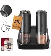 CIRCLE JOY Gravity Sensor Salt and Pepper Grinder Set with Rechargeable Base, Electric Salt and P...