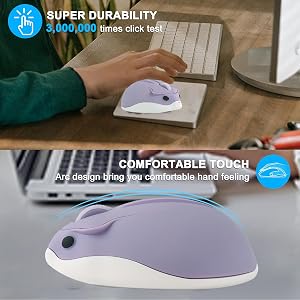 Wireless Mouse Cute Hamster Shape Silent Click Portable Compact Optical 1200DPI USB Cordless Mice