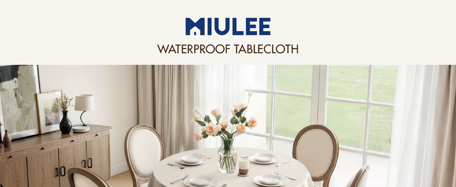 MIULEE Rectangle Linen Polyester Tablecloth