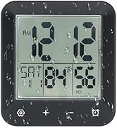 Digital Shower Clock Waterproof,Bathroom Extra Large LCD Screen Wall Clock Timer,Countdown,Moistu...