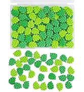 Charms 100pcs Slime Charms Resin Leaves Cute Bulk Mixed Grass Green and Dark Green Resin Embellis...