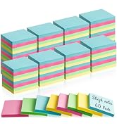 60 Pads Sticky Notes Bulk 1.5 x 2 Inch Mini Self Stick Note Small Assorted Bright Colors Paper Me...
