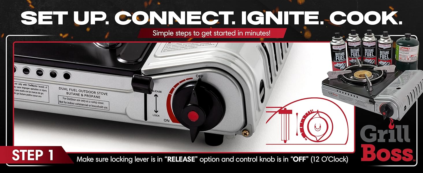 Grill Boss Dual Fuel Portable Stove, Dual Fuel Butane &amp;amp; Propane Stoves