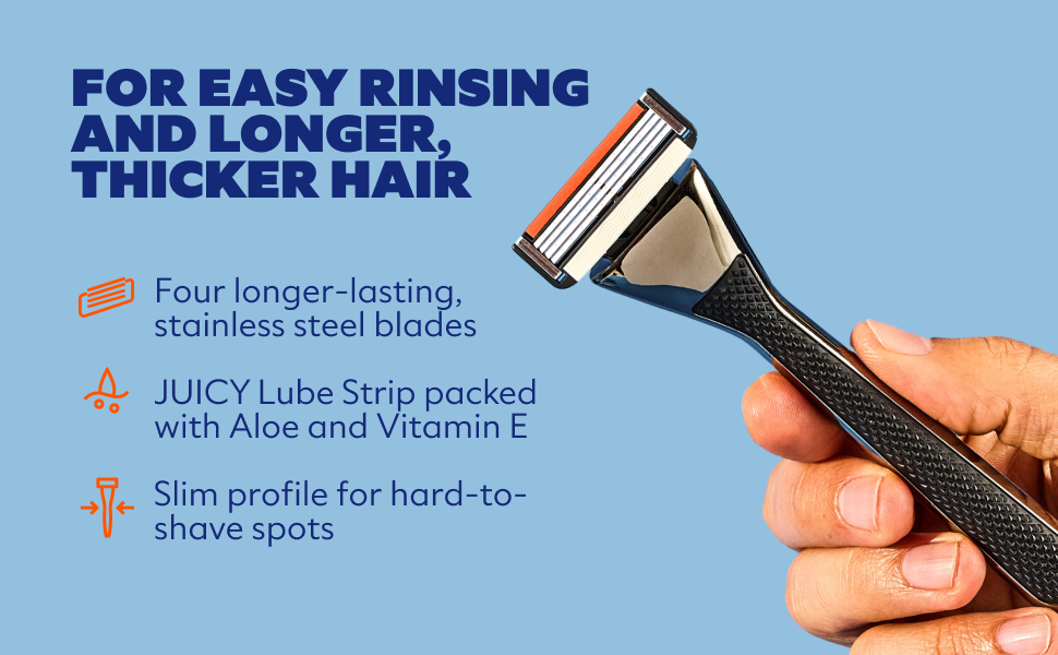 Razors for easy rinsing and longer, thicker hair