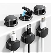 6 Pack Magnetic Cable Clips [Cable Smooth Adjustable] Cord Organizer - Cuworlis Adhesive Wire Hol...