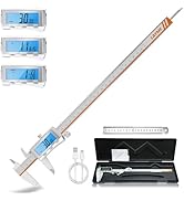 LAYME Digital Caliper, 12 Inch Rechargeable Calipers with Backlight LCD Screen, Stainless Steel C...