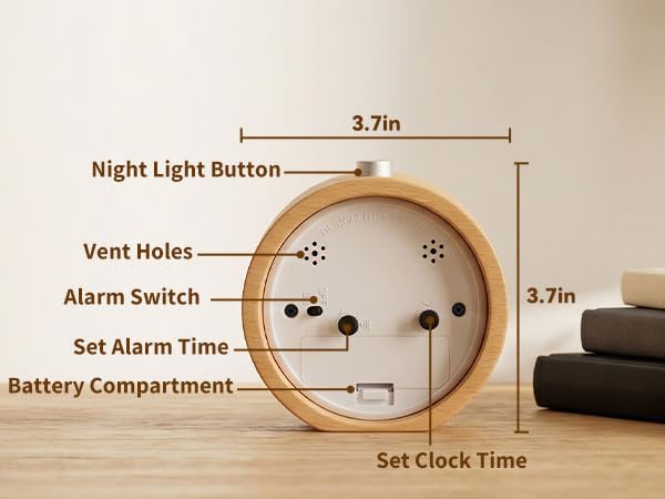 wood analog alarm clock
