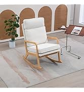 Donext 2 in 1 Rocking Chair Nursery, Upholstered Accent Chair with 2 Convertible Bases, with High...