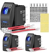Nilight 3 Pack Rocker Switches with Night Glow DIY Stickers On Off Toggle 5 PIN SPST LED Light Bl...