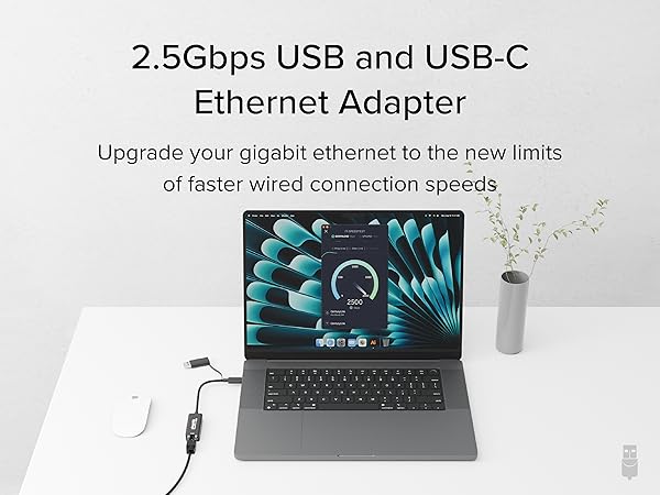 Laptop setup using usb c ethernet adapter 2.5 gigabit for fast wired connectivity