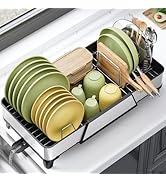 Urackify Large Dish Drying Rack - Triple Expandable Dish Rack for Kitchen Counter, Stainless Stee...