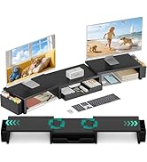 OPNICE Dual Monitor Stand Riser with Drawer and 2 Pen Holders, Desk Organizer for Office Supplies...