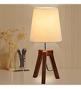 Dreamholder Wood Bedside Table Lamp, Tripod Desk Lamp with On-Off Switch, Nightstand Lamp with Fa...