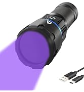 Black Light 60W, Flashlights High Lumen, USB C Rechargeable, 2 Modes Powerful Lights for Pet Urin...