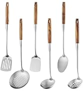 Lazycorner 304 Wooden Handle Stainlss Steel Kitchen Utensils Set 6 Pcs Cooking Utensils Set Heat ...