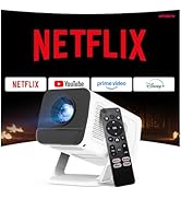 [Compatible with Netflix] Smart Mini Projector for Bedroom with WiFi and Bi-directional Bluetooth...