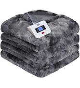 Sealy Electric Blanket Twin Size, Faux Fur &amp; Flannel Fast Heated Blanket with 10 Heating Levels &amp;...