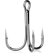 Natufish Treble Fishing Hooks 4X Strong 10Pcs/25Pcs Triple Hooks Sharp Barbed/High Carbon Steel/R...