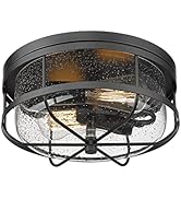 Rosient Light Fixtures Ceiling Mount, Flush Mount Ceiling Light with Seeded Glass for Bedroom Bat...