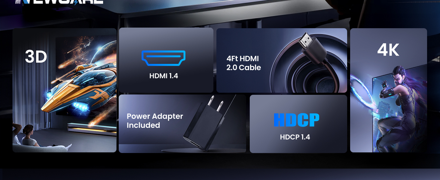 1 in 2 out hdmi splitter 