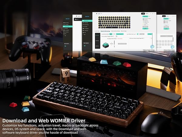 75% Hall Effec Keyboard Wood, Mechanical Keyboard Wireless Rapid Trigger Gaming Custom Keyboard