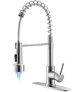 WEWE Kitchen Faucets, Brushed Nickel Kitchen Faucet with Pull Down Sprayer Spring Single Handle S...