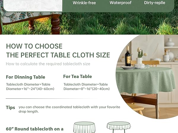 sage green round table cloths 60 inch dining room kitchen buffet