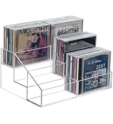 MyGift 3 Tier Modern Premium Clear Acrylic Cascading CD Storage Rack, Tabletop Compact Disc Case ...