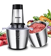 Qinkada Food Processors with 2 Bowls, 500W Meat Grinder, 4 Bi-Level Blades Food Chopper Electric,...