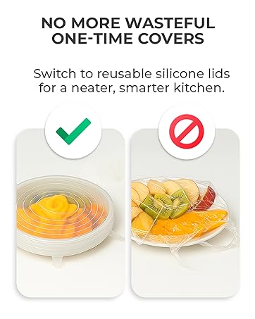 non-slip BPA-free silicone lids odor-free easy grip stretch seal trusted kitchen gear