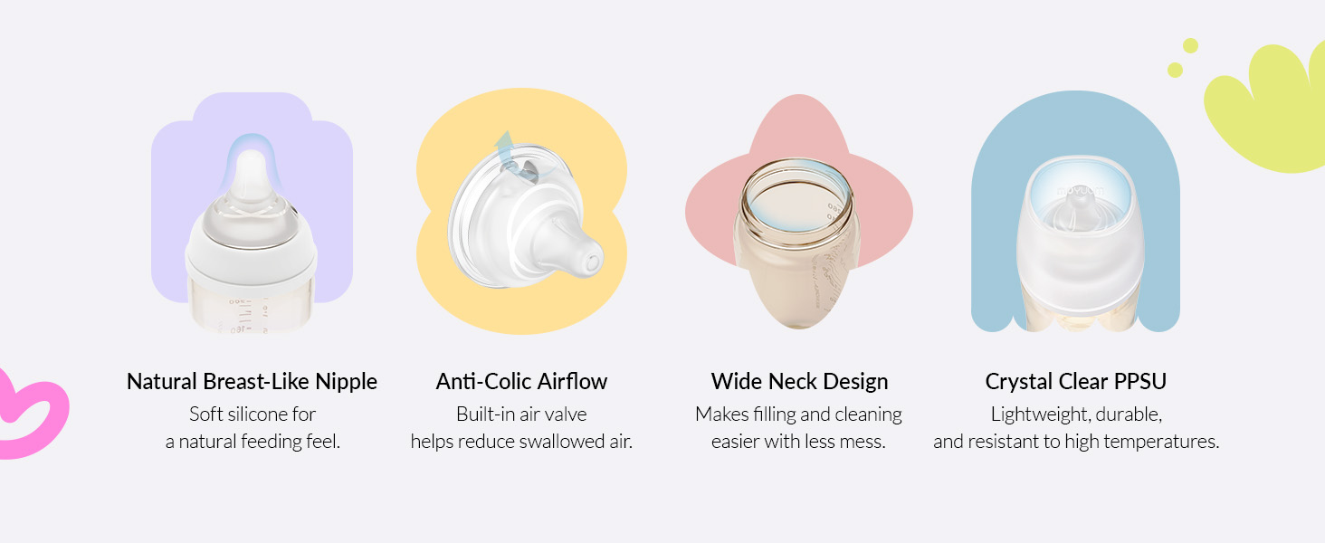 baby bottle silicone infant feed nipple anti colic premium ppsu comfortable natural