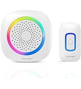 TECKNET Wireless Doorbell, Portable Doorbell with RGB Light, Battery Powered IP66 Waterproof Cord...