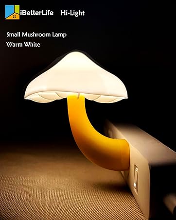 Sensor LED Mushroom Night Light - iBetterLife Plug-in Wall Dream Bed Room Nightlight 