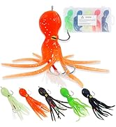 FREE FISHER 5 Pack Octopus Fishing Soft Lures Swimbait with Skirt Tail Lingcod Rockfish Jigs Bait...
