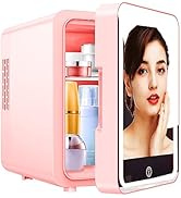 MEHIDFY Mini Fridge, 6L Mini Skincare Fridge with Dimmable LED Mirror, AC/DC Powered Portable Sma...