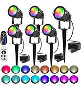 Halloween Decoration Lights: RGBW Spotlights Remote Control 16 Color Changing Landscape Lighting ...