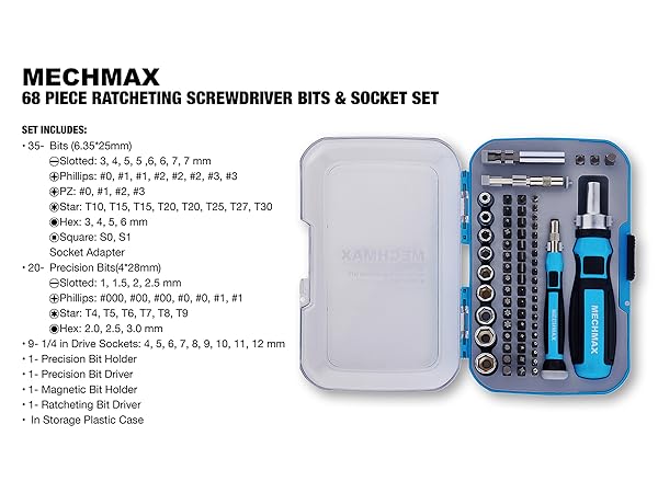 68 pc ratcheting bits and socket set